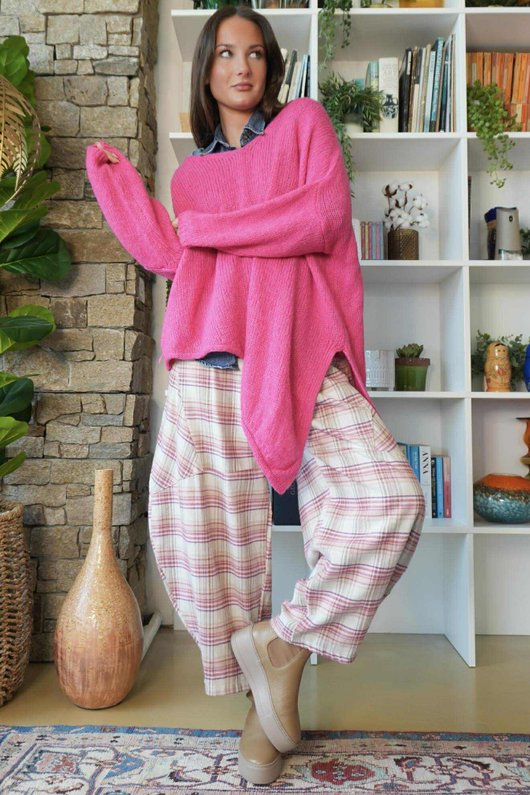  Big Softie Super Slant Knit Jumper Hot Pink 